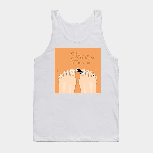 Funny illustration of feet on the yoga mat Tank Top by SooperYela